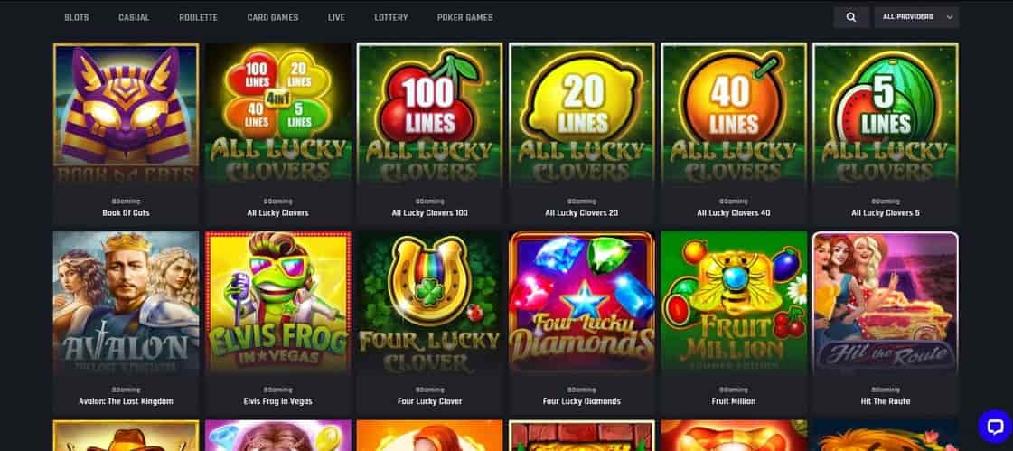 Slots and other games of Bambet casino