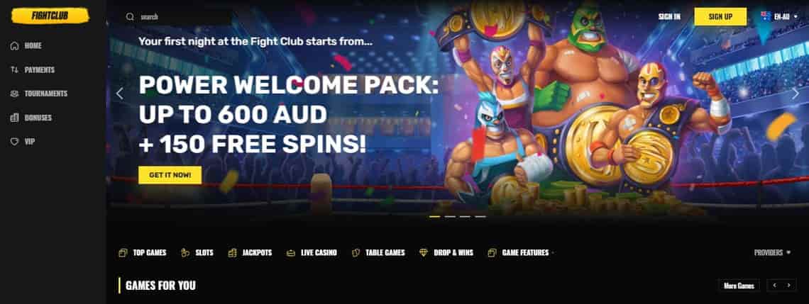 Fight Club Casino official website