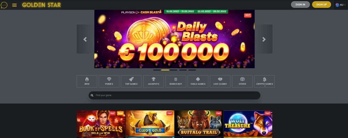 Official website of Golden Star casino.