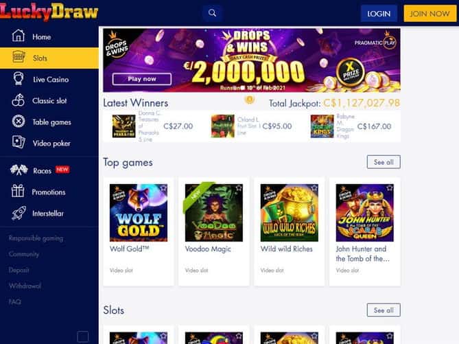 Official website of Lucky Draw online casino.