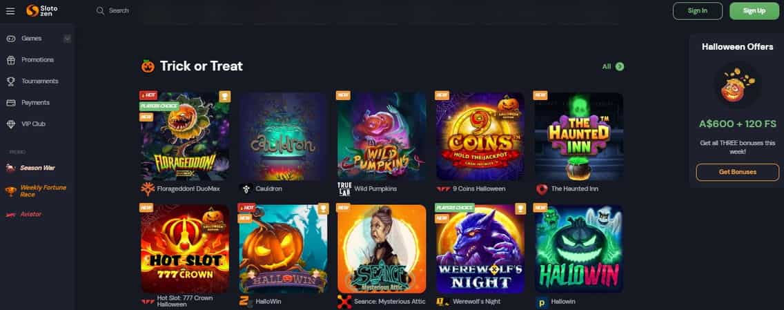 Official website of casino Slotozen for Australia